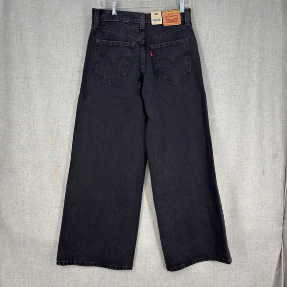 NWT Levis 94 Baggy Wide Leg Jeans Washed Black Denim Mid Rise Womens 27x31 - Picture 2 of 13